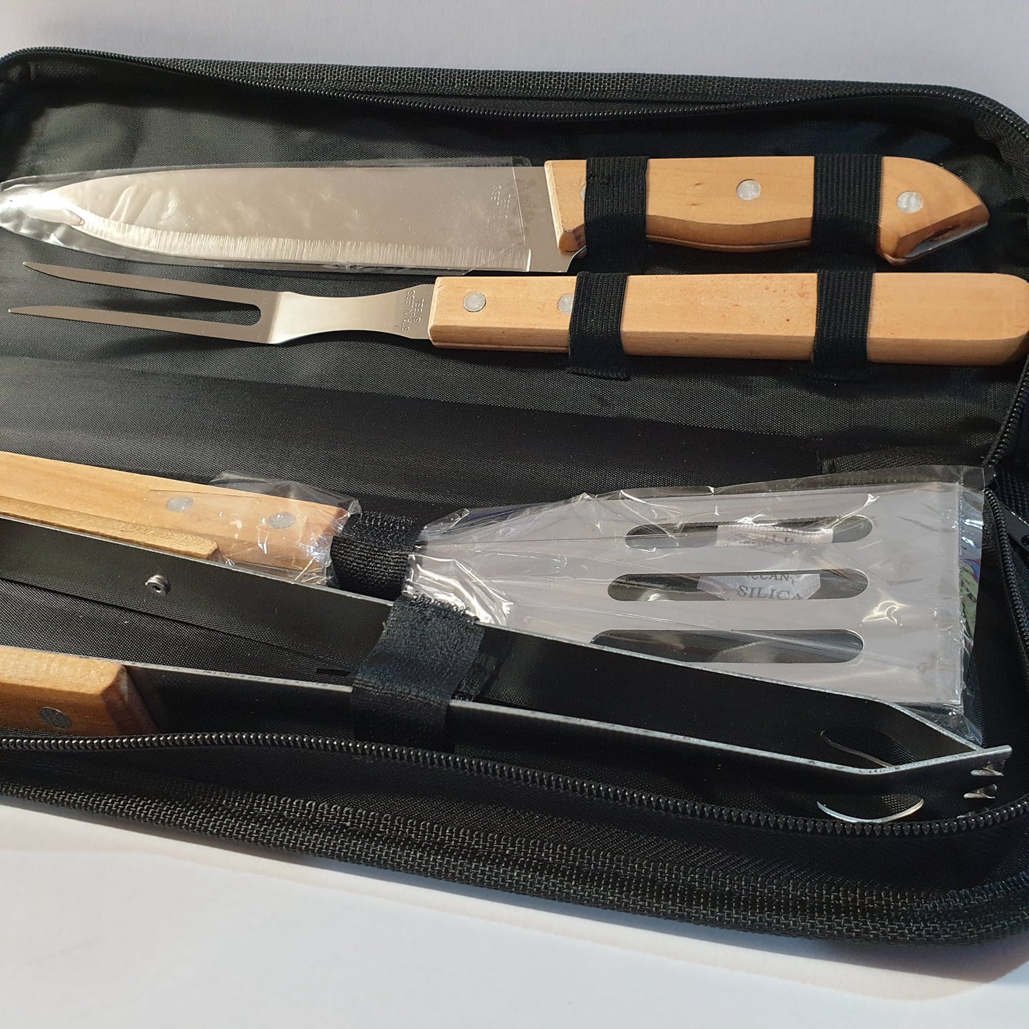 BBQ Utensil  5 Pc Tool Kit in carry case Camping Garden Cooking Tools