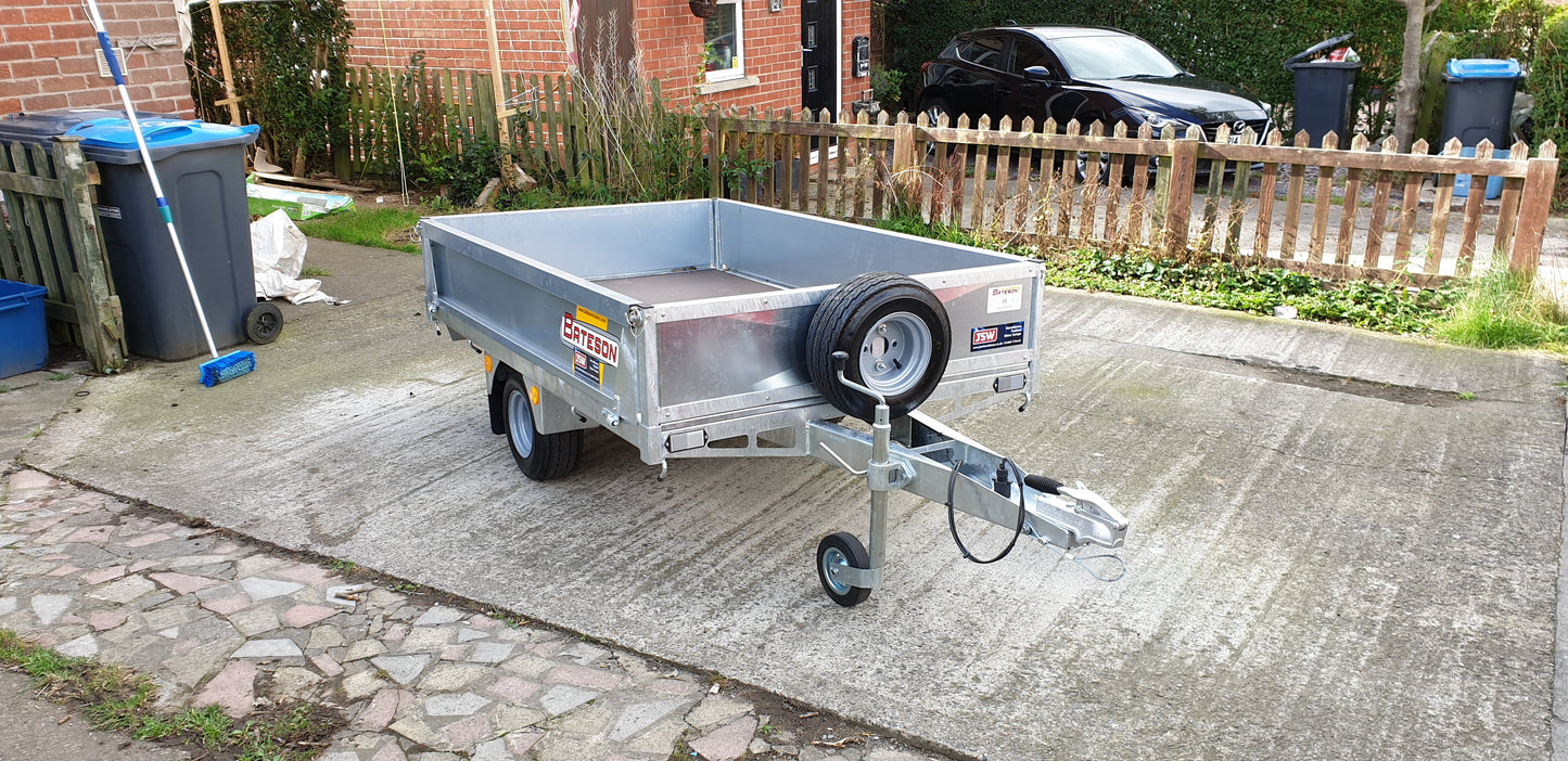 Bateson 520 2.1m x 1.2m trailer (as pictured, it has the drop down sides, drop down rear and a fixed front wall) Comes with a trailer birth certificate and compliance certificate