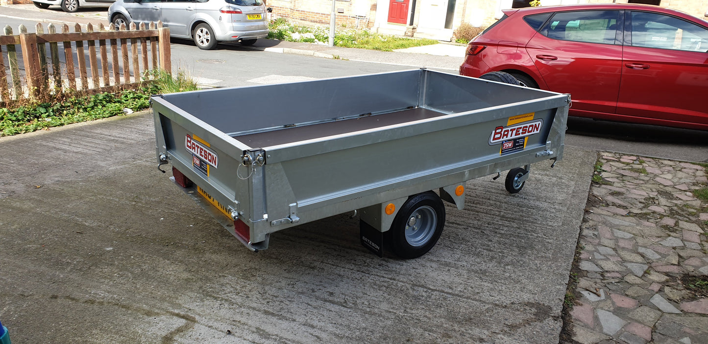 Bateson 520 2.1m x 1.2m trailer (as pictured, it has the drop down sides, drop down rear and a fixed front wall) Comes with a trailer birth certificate and compliance certificate