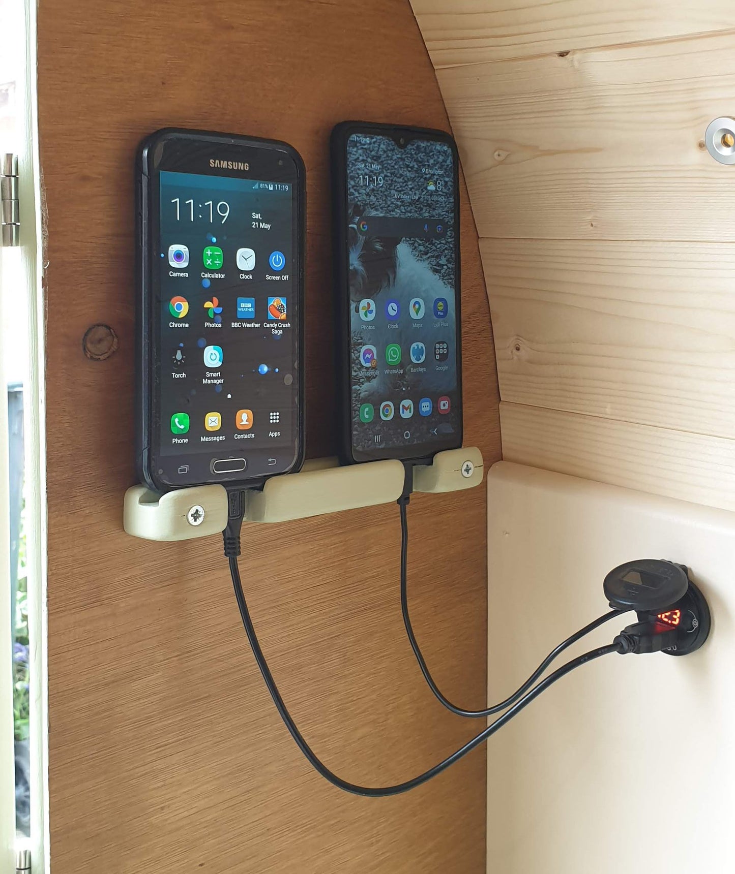 Two phone docking charging station