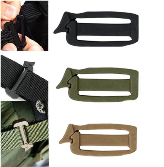 2pcs 26mm Khaki MOLLE Clip Webbing Strap Buckle Connector Join Army  Rucksack Bag