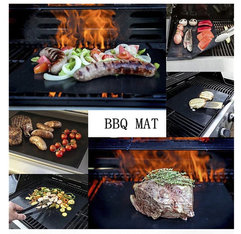 BBQ Roasting Mat 5pcs Camping Mat Cooking Drip Pad Reusable Non Stick Teflon