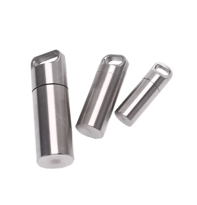 Mini Waterproof Capsule Seal Bottle Stainless Steel Outdoor Survival Pill Box