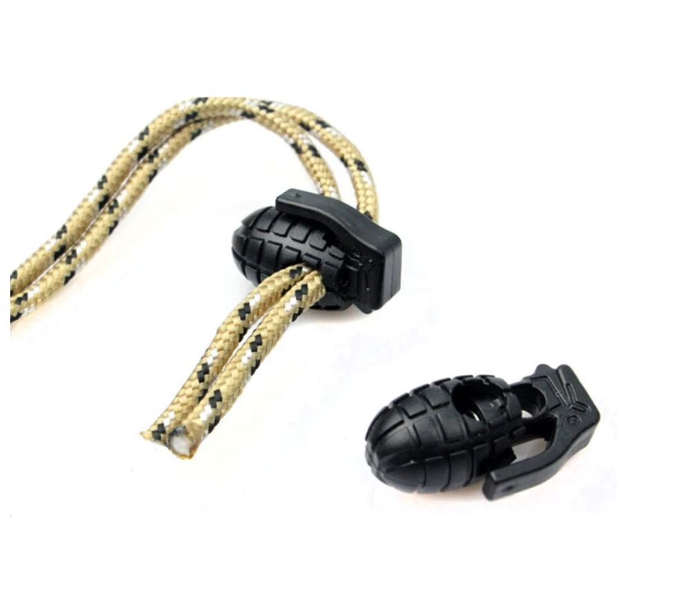 Grenade Toggle Buckle Rope Shoelace stopper clamp Rucksack Cord Clip