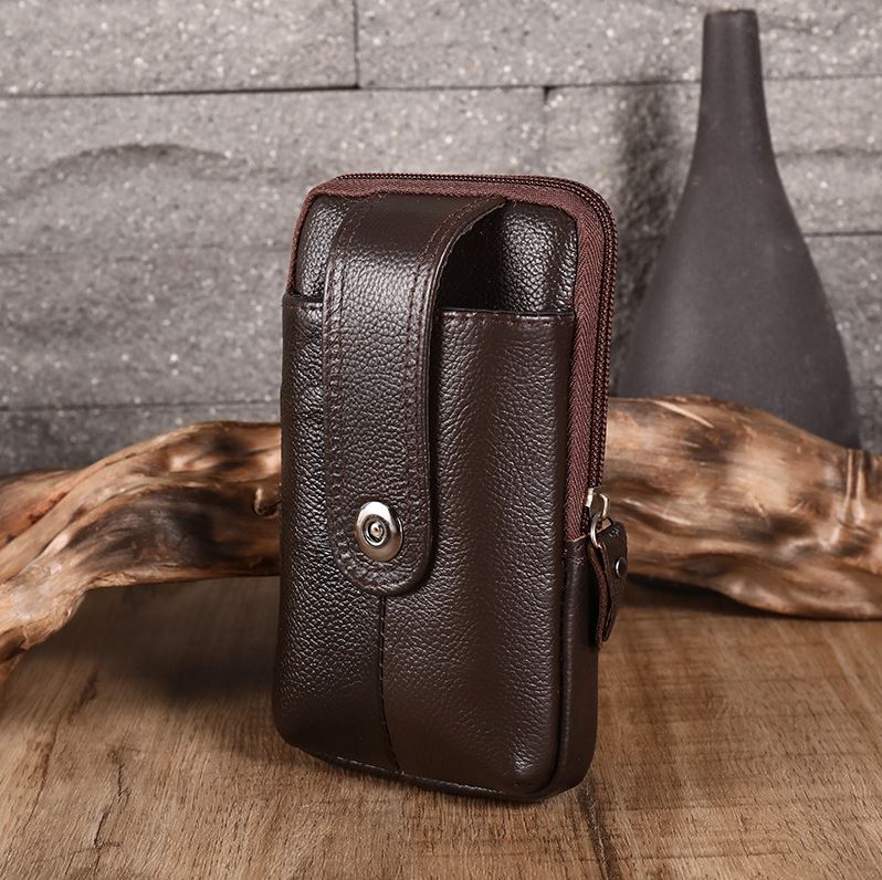 Men's Genuine Leather Phone Holder Waist Belt Wallet Running Pouch Holster Case