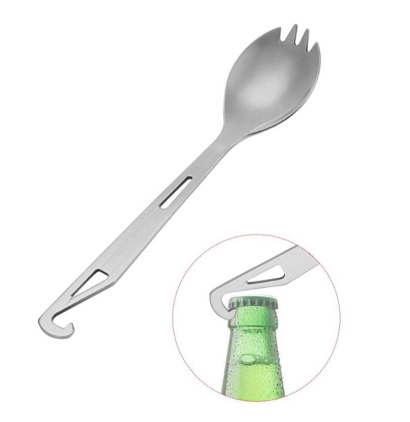 EDC Spork Bottle Opener Stainless Steel Survival Emergency Camping Hiking Tools