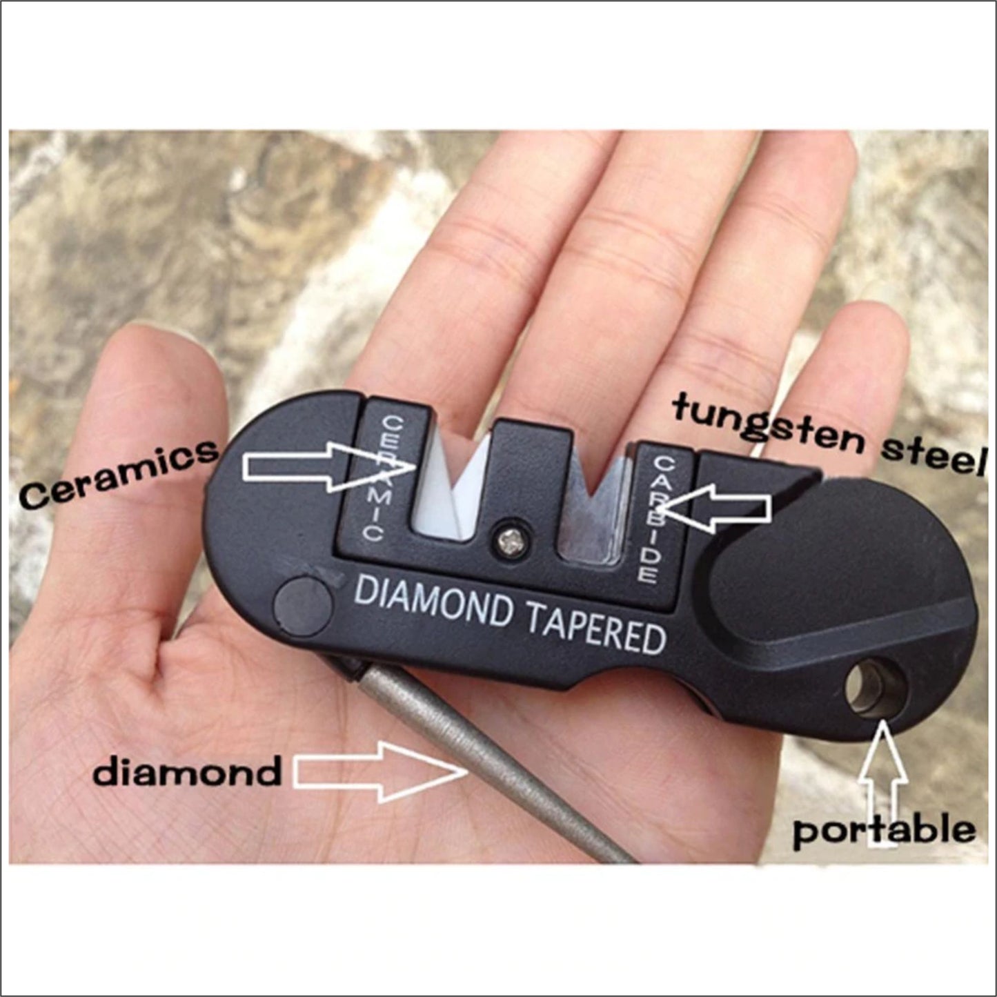 EDC 3 in 1 Portable Tungsten Ceramic Carbide Diamond Pocket Knife Sharpener Tool