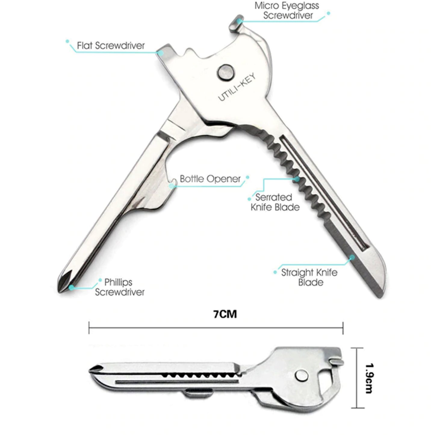 EDC Key shape pocket Multipurpose Tool Opener keychain Emergency Camping Travel