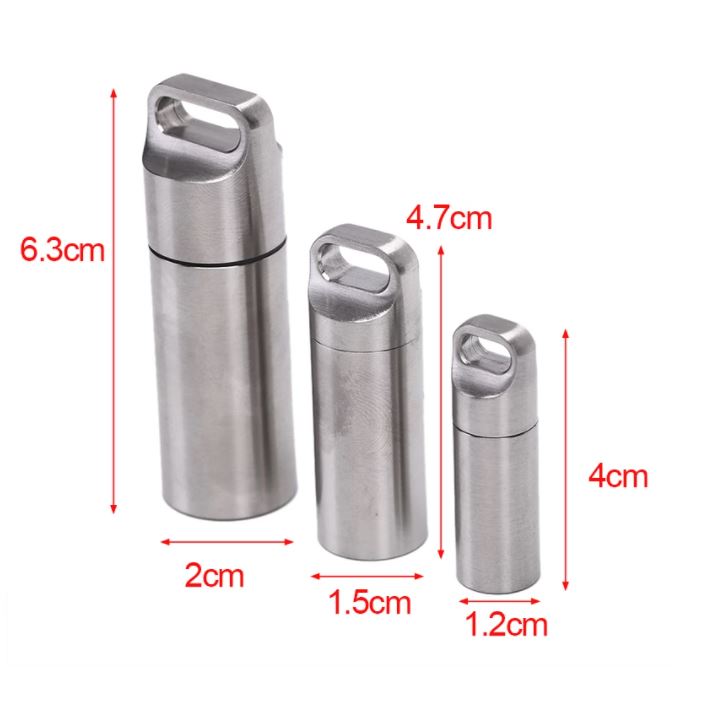 Mini Waterproof Capsule Seal Bottle Stainless Steel Outdoor Survival Pill Box