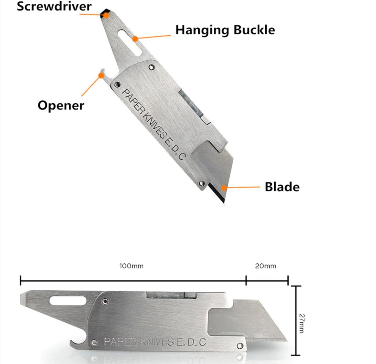 EDC 4 in 1 Bottle Opener Screwdriver Pry bar Craft paper Emergency Knife