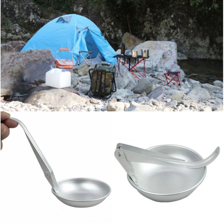Folding Soup Spoon ladel Outdoor Cookware Utensils Survival Emergency Camping Tools