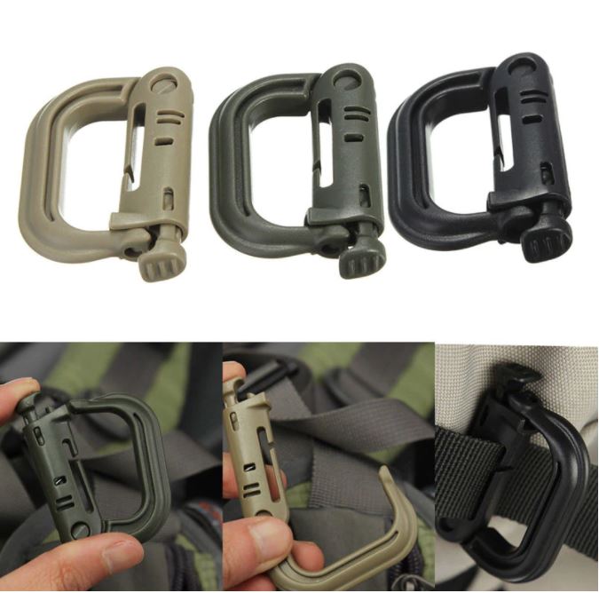 Quick Release Shackle Carabiner D-ring Clip Molle Webbing Backpack Clip