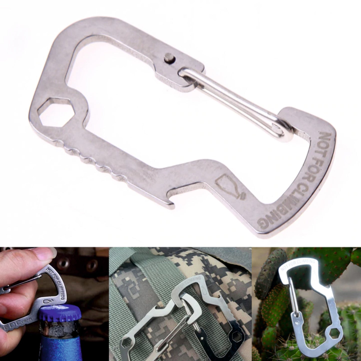 EDC Carabiner Bottle Opener Hex driver Survival Emergency Camping Hiking Tools