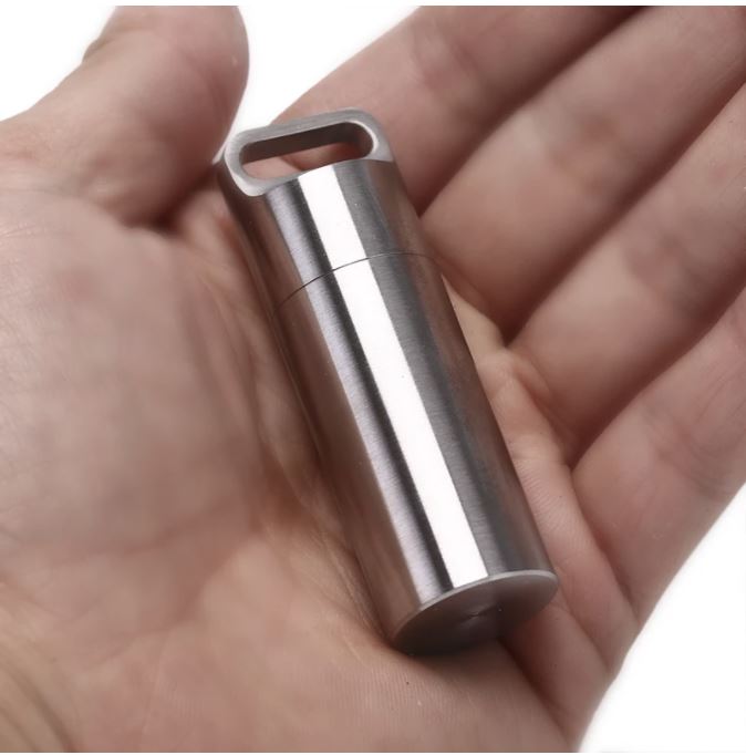 Mini Waterproof Capsule Seal Bottle Stainless Steel Outdoor Survival Pill Box