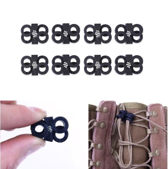 Quick Shoelace No Tie clamp buckle rope stopper clip lock Hiking Tools
