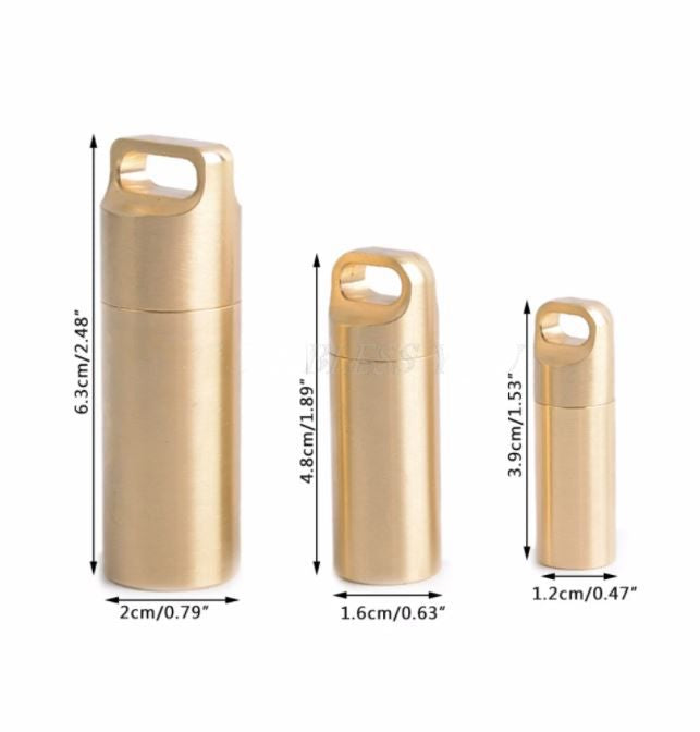 Mini Waterproof Capsule Seal Bottle Brass Outdoor Survival Pill Box Container Capsule Pill Bottle Tank