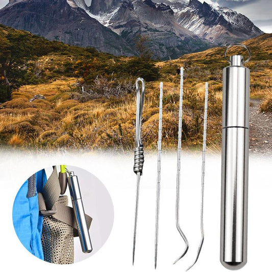 EDC Portable Toothpick steel Set in Case Survival Emergency Camping Hiking Tools