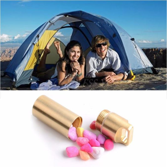 Mini Waterproof Capsule Seal Bottle Brass Outdoor Survival Pill Box Container Capsule Pill Bottle Tank