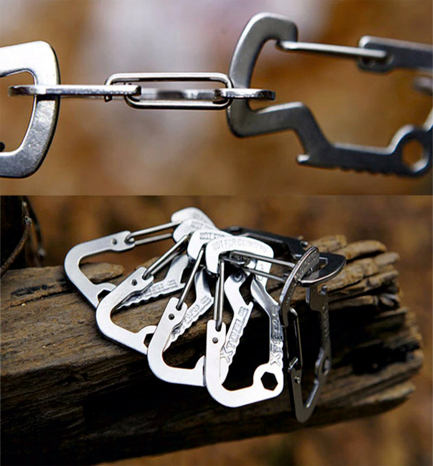 EDC Carabiner Bottle Opener Hex driver Survival Emergency Camping Hiking Tools