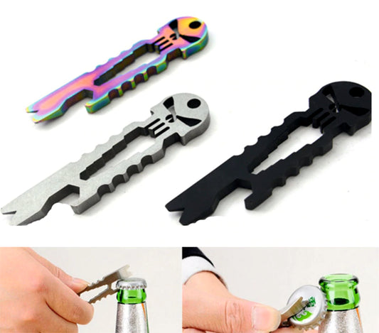 EDC Skull shaped Bottle Opener Prybar Wrench Pocket Multitool